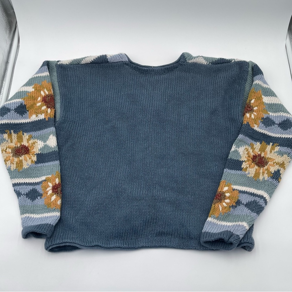 Vtg Import Workshop Sunflower Cardigan Sweater Chunky Knit Women’s Large - Picture 6 of 12